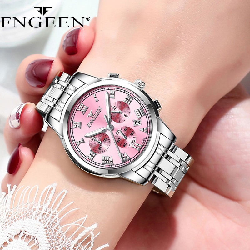 Stainless Bracelet Diver - FNGEEN jam tangan Quartz wanita antiair,