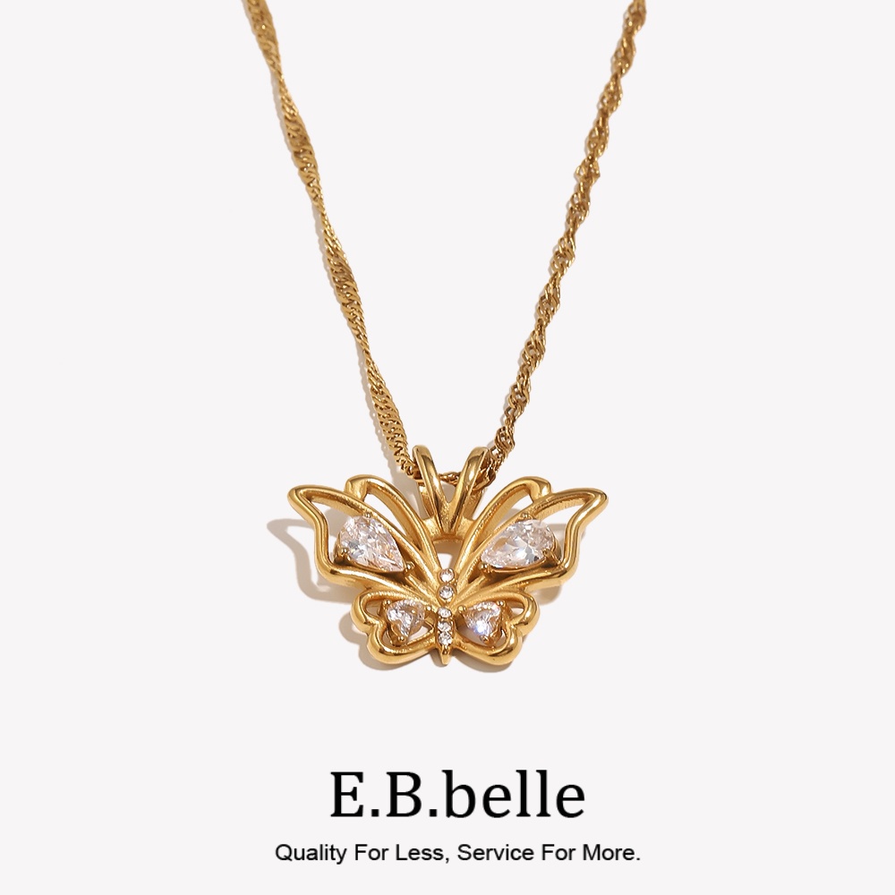 Butterfly Clasp Deployant - E.B.belle perhiasan baja tahan karat 18K